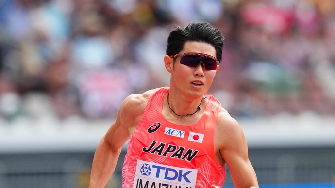 【東京2025世界陸上】DAY1 混合4×400mリレー 予選　第１走者の今泉堅貴（内田洋行AC）