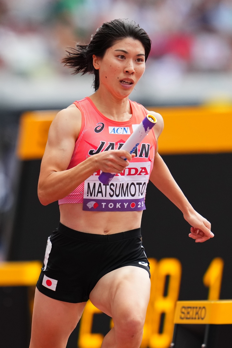 【東京2025世界陸上】DAY1 混合4×400mリレー 予選　最終走者　松本 奈菜子（東邦銀行）