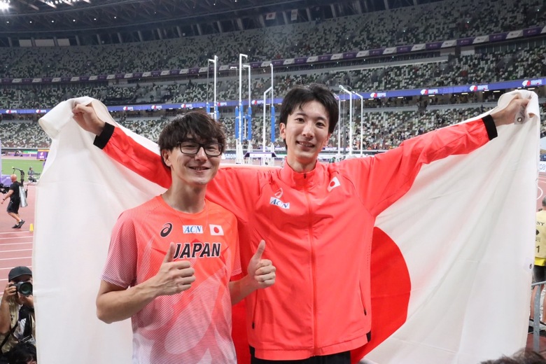 【東京2025世界陸上】DAY4 男子走高跳決勝後の瀬古優斗（FAAS）、赤松諒一（SEIBU PRINCE）、