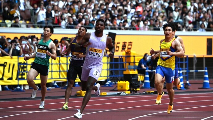 【セイコーGGP】男子 100m チャレンジレース 1組:ノア・ライルズが特別参加!