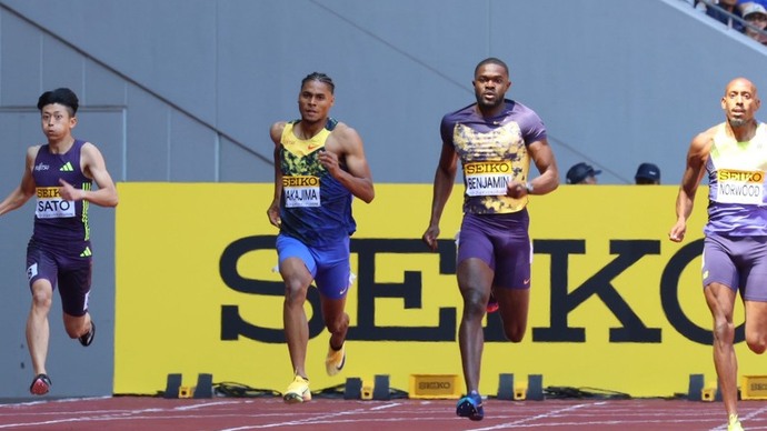 【セイコーGGP】男子 400m タイムレース　2組：ライ ベンジャミン（アメリカ）が1着、中島 佑気ジョセフ（富士通・日本）は4着に