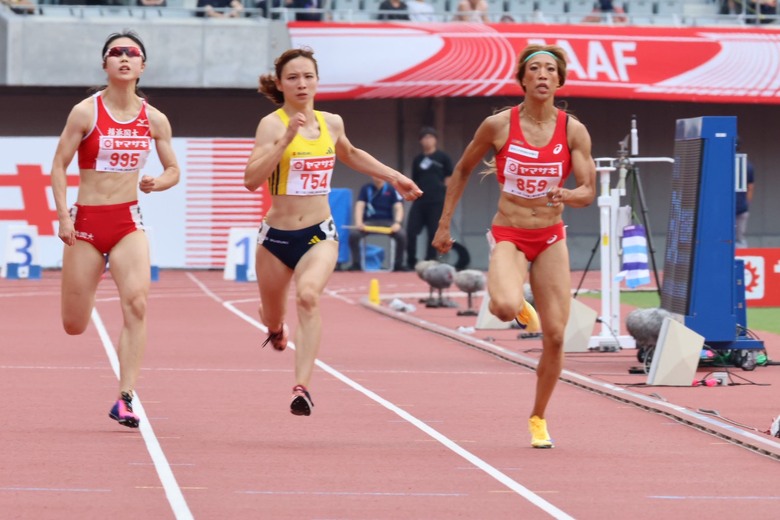【第110回日本選手権】女子100m 予選1組