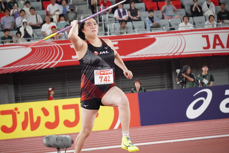 【第110回日本選手権】女子やり投 決勝:復調の兆し。北口榛花(JAL・東 京)が5投目で優勝を決める62m86