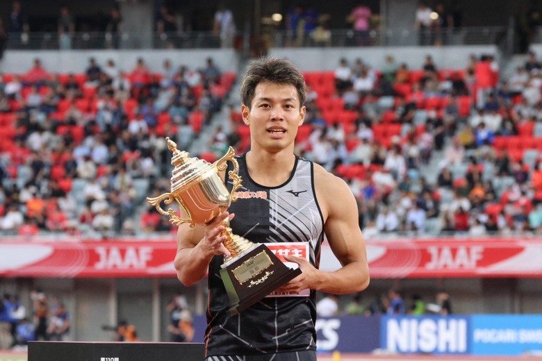 【第110回日本選手権】男子200m 決勝:「日本開催となるアジア大会では優勝したい」内定を得て、力強くコメントした水久保漱至(宮崎県スポ協・宮 崎)