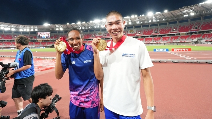 【第110回日本選手権】DAY3 メダルセレモニー：後藤大樹と井戸アビゲイル風果のツーショット！