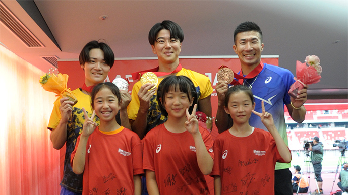 【第110回日本選手権】DAY2 表彰式:男子100mメダリストと記念撮影
